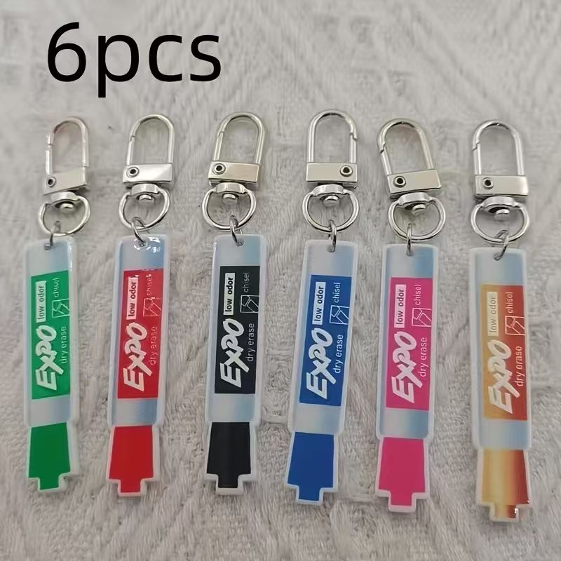 Car Accessories Gifts - 6 adet akrilik kalem anahtarlık, alaşımlı