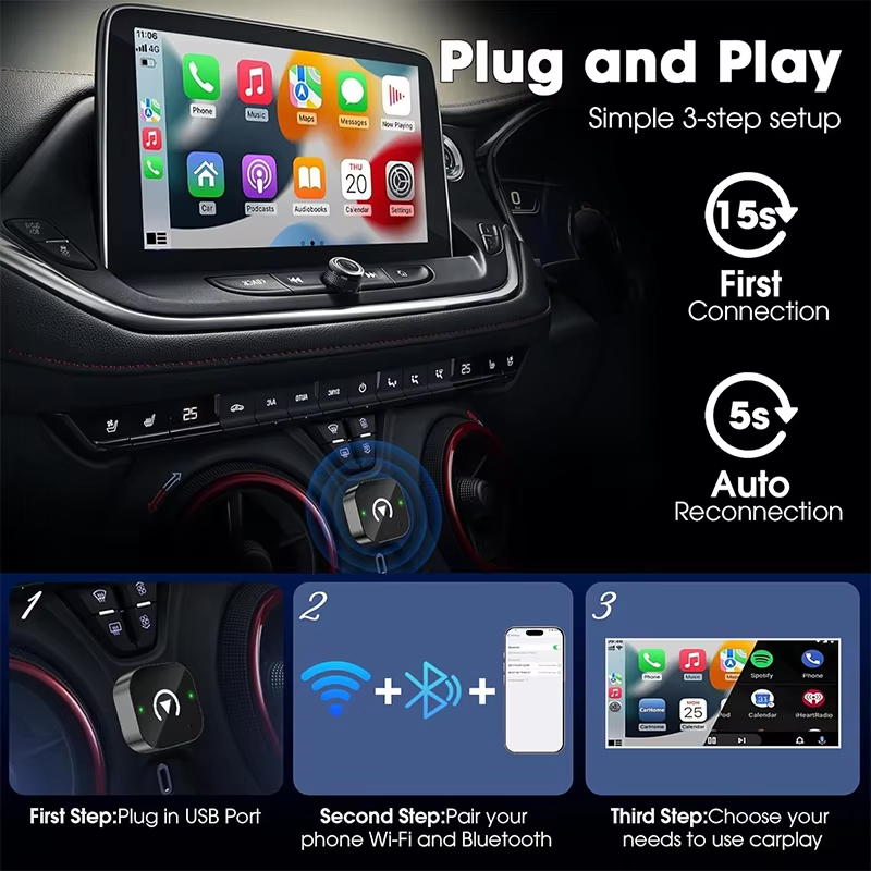2'si 1 arada Kablosuz CarPlay  - Car Accessories Usa incelemesi ve fiyatı