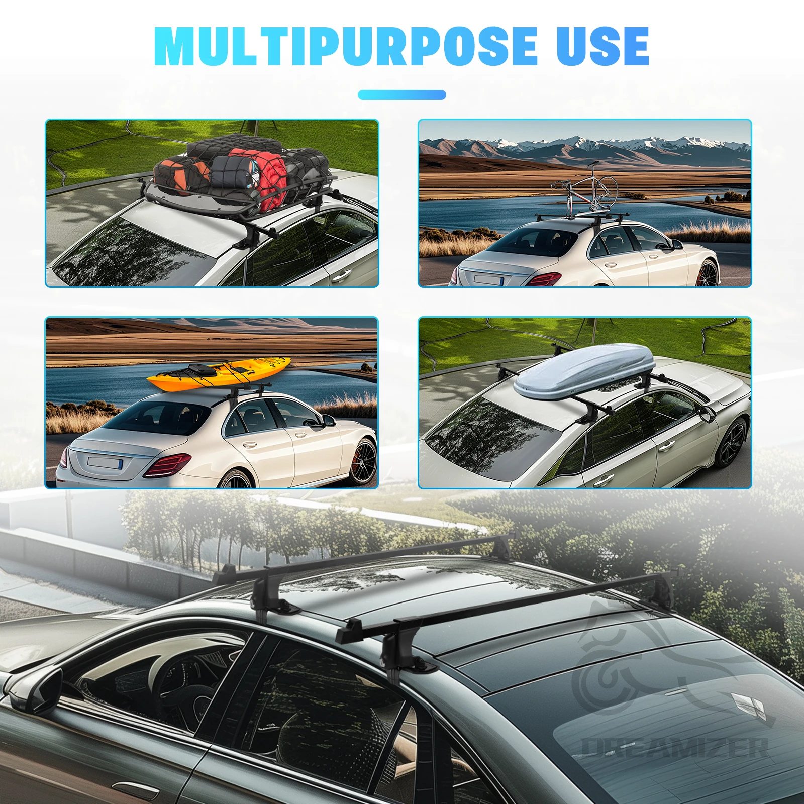 1 çift evrensel 54 inç araç ar - Car Roof Rack Cross Bar incelemesi ve fiyatı